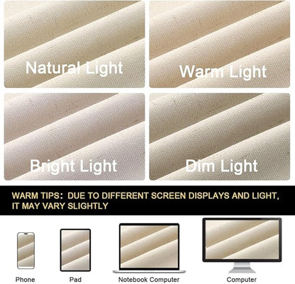 PrinceDeco Linen Texture Curtains 100% Blackout Curtains 64 inch Long 2 Panels Set Full Blackout Linen Curtains with Thermal Insulated Liner Noise Reducing, 42" Wide,64" Length,Bleached Sand