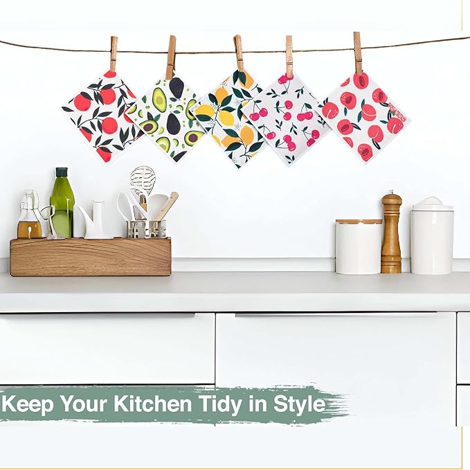 5 PCS Fruit Print Swedish Dishcloths - Image 8