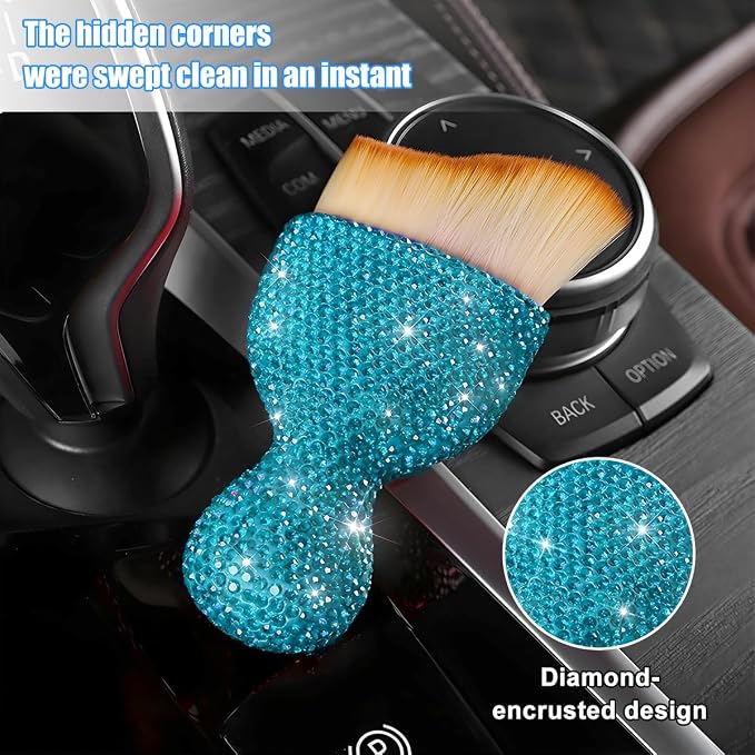 Bling Car Detailing Brush, Crystal Rhinestone Non-Scratch Vehicle Cleaning Dust - Image 3