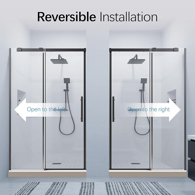 46-48" W x 76" H Frameless Sliding Shower Door, Bathroom Single Sliding Shower - Image 9