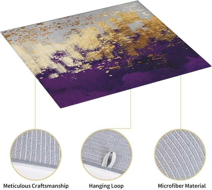 Purple Gold Abstract Art Dish Drying Mat - Image 6