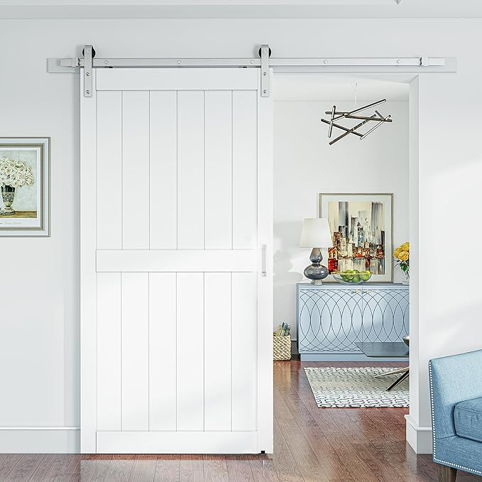 SmartStandard 40 x 84 inch White Sliding MDF Barn Door - Image 2