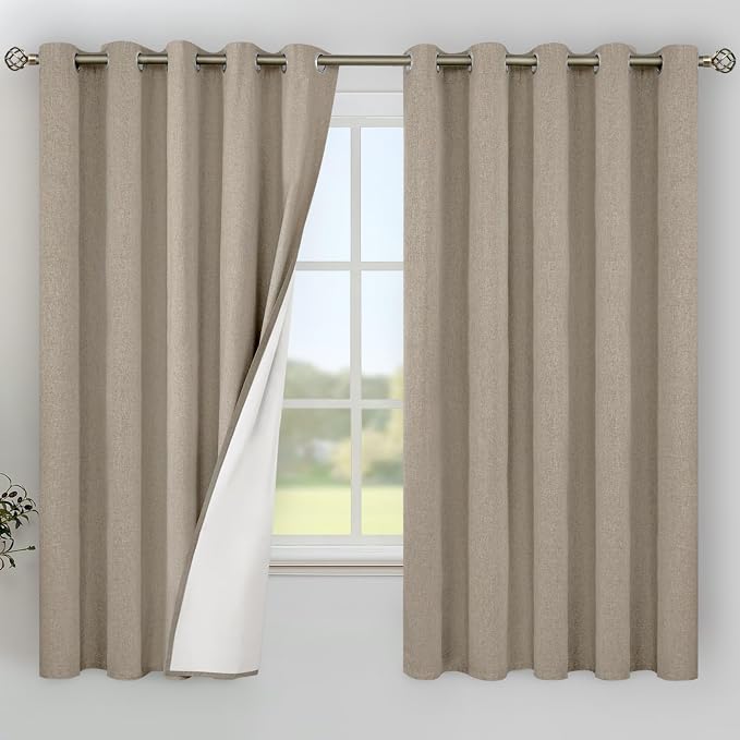 YoungsTex Extra Wide Burlap Linen Blackout Curtains by YoungsTex