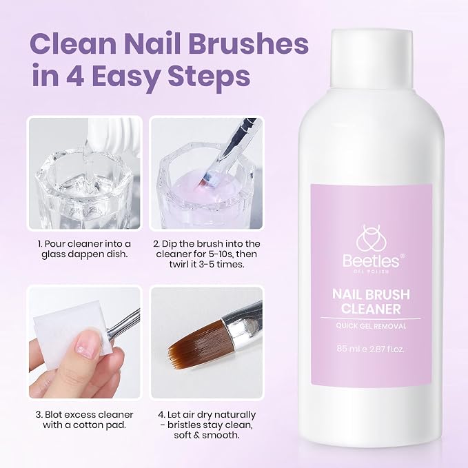 Beetles Nail Art Brushes Cleaner and Conditioner 85ml/2.87 Fl.Oz Nail Brush - Image 6