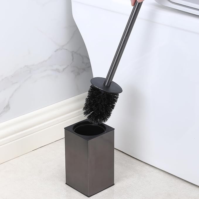Toilet Brush and Holder, Stainless Steel Square Toilet Bowl Brush Freestanding - Image 7