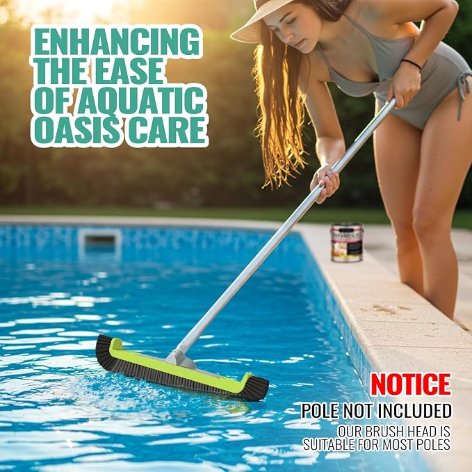18" Pool Brush Head for Cleaning Swimming Pool Walls, Curved Ends - Image 7