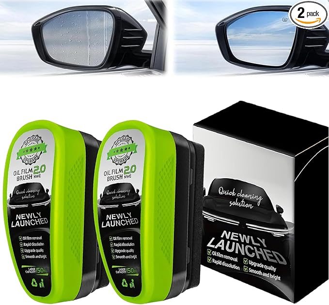 2 Pcs Automotive Oil Film Cleaning Brush, 2.0 Upgrade Clear Car Windshield Oil by Unknown