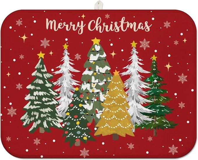 Christmas Kitchen Countertop Dish Drying Mat, Washable Absorbent Countertop by Unknown