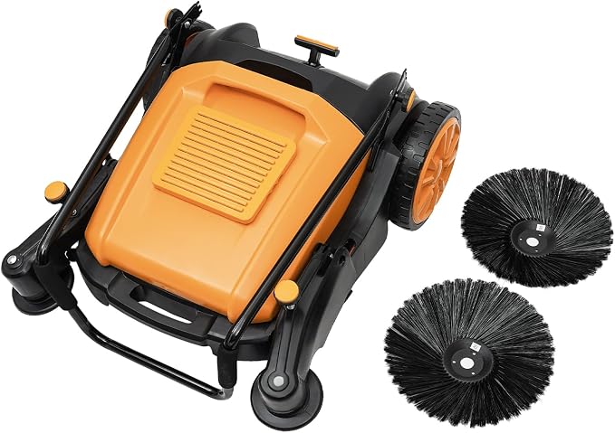 Outdoor Walk-Behind Hand Push Floor Sweeper Carpet Sweeper Manual Push Vacuum - Image 6