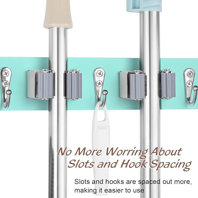 Turquoise Mop Broom Holder Wall Mount - Image 6