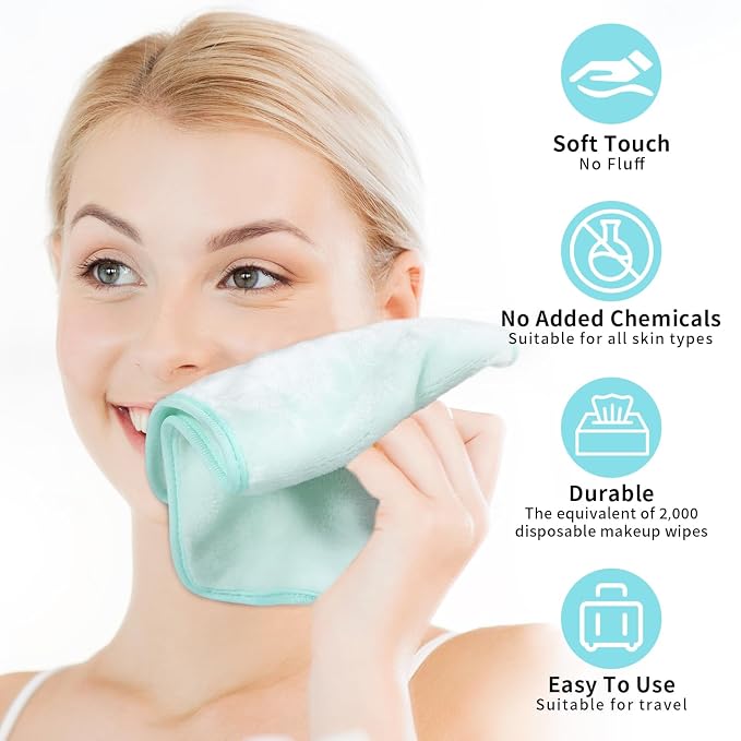 Makeup Remover Cloth 7-Day Set, Makeup Washcloths, Skin Friendly Soft Washable - Image 5