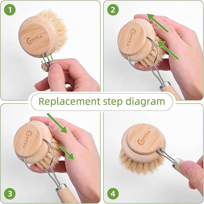 Bamboo Scrub Brush with Handle - Image 5