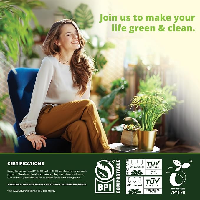 Simply Bio 60-65 Gallon Compostable Trash Bags Liners Flat-Top, Heavy Duty - Image 6