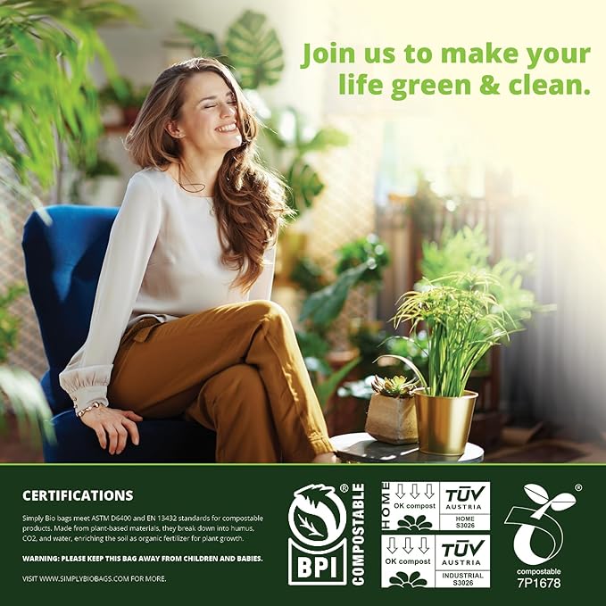 Simply Bio 50-55 Gallon Compostable Trash Bags Liners Flat-Top, Heavy Duty - Image 6