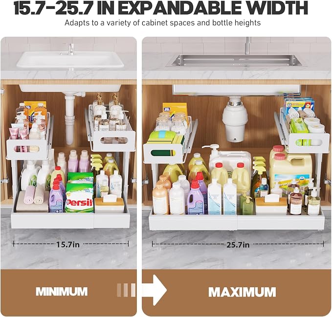 1 Pack-15.7"-25.7"W Expandable Under Sink Organizer - Image 7