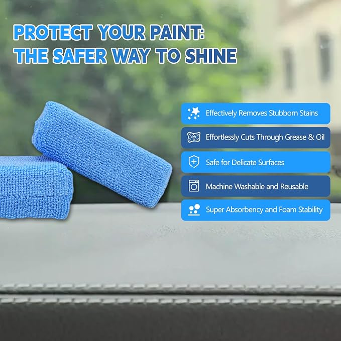 12-Pack Car Wash Sponge Non-Scratch, Microfiber Wax Applicator Pads, Ceramic - Image 4