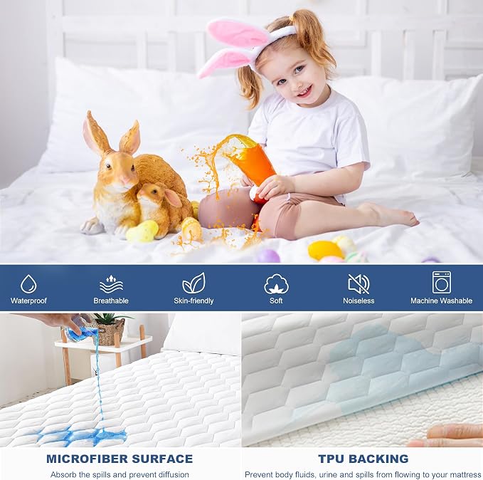 GRT California King Mattress Protector Waterproof, 100% Waterproof Quilted - Image 3