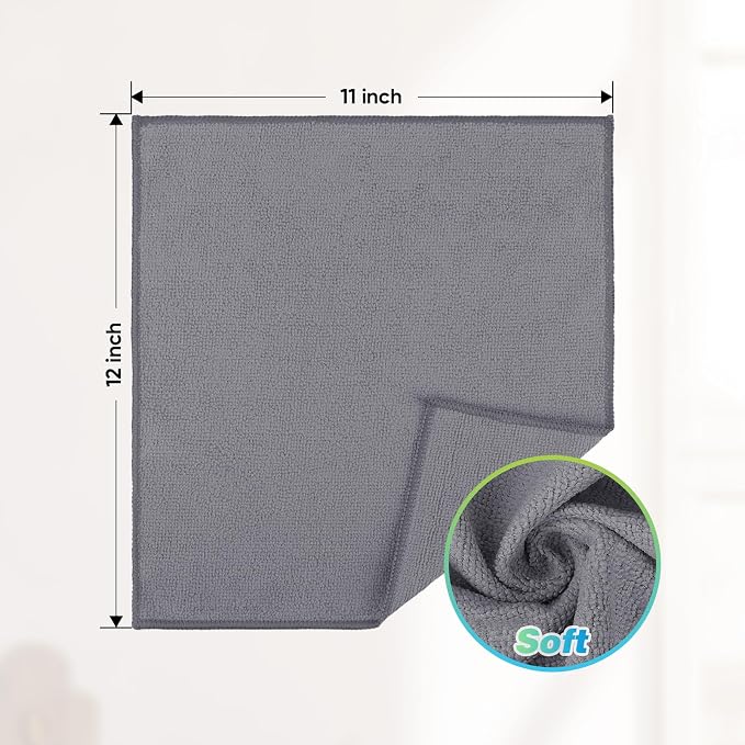 HOMEXCEL Grey Microfiber Cleaning Cloth, 24 Pack Absorbent Cleaning Rags - Image 2