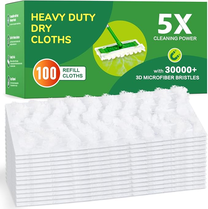 100ct Dry Sweeping Cloths for Swiffer Sweeper Mop, Heavy Duty Microfiber Duster by Unknown