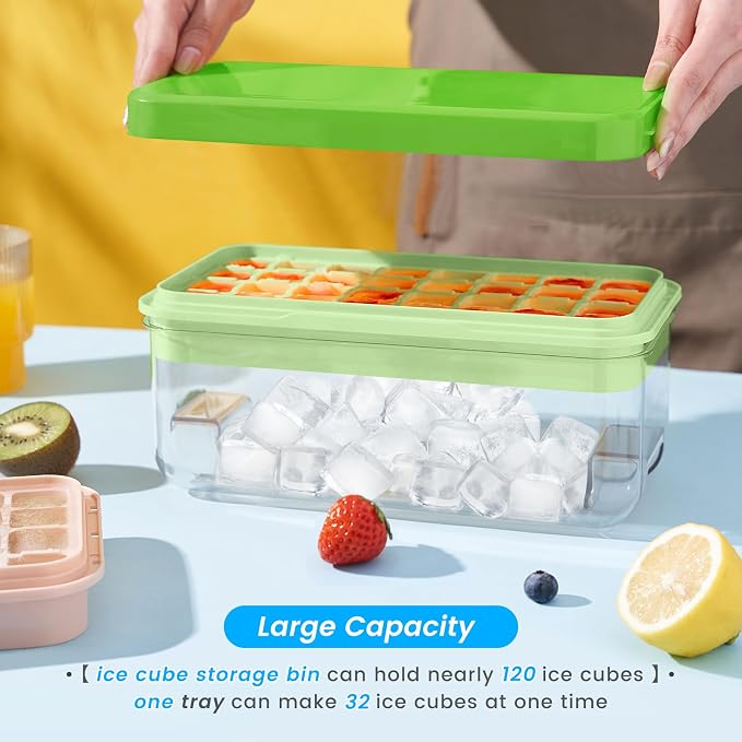 Ice Cube Tray with Lid and Bin, Ice Trays - Image 4