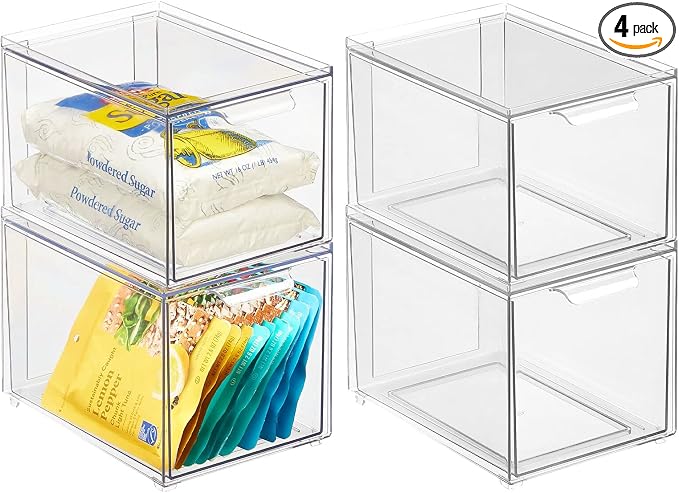 mDesign Plastic Pantry Organization and Storage Bin w/Pull Out Drawer by mDesign