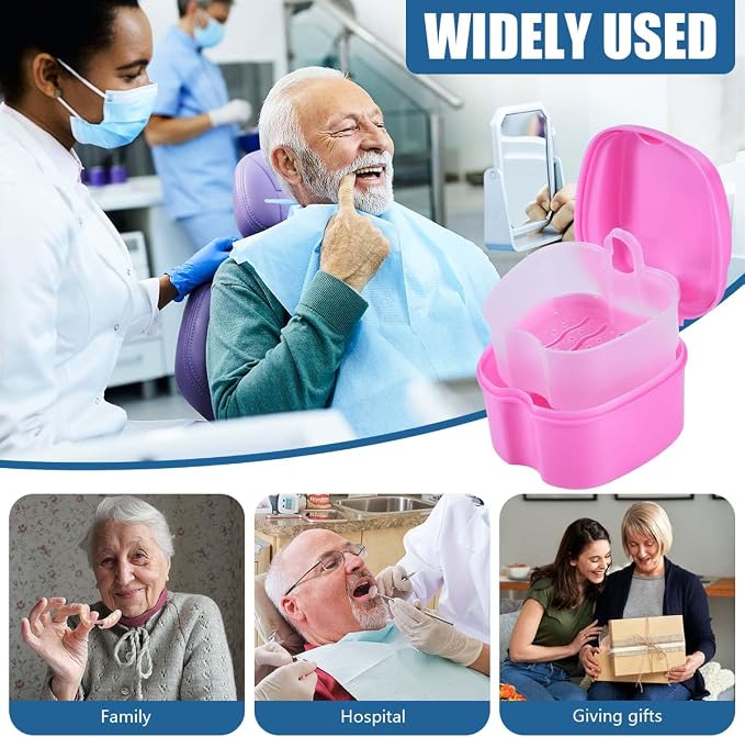 Pink Denture Bath Case Cup Box Holder Storage Container - Image 6