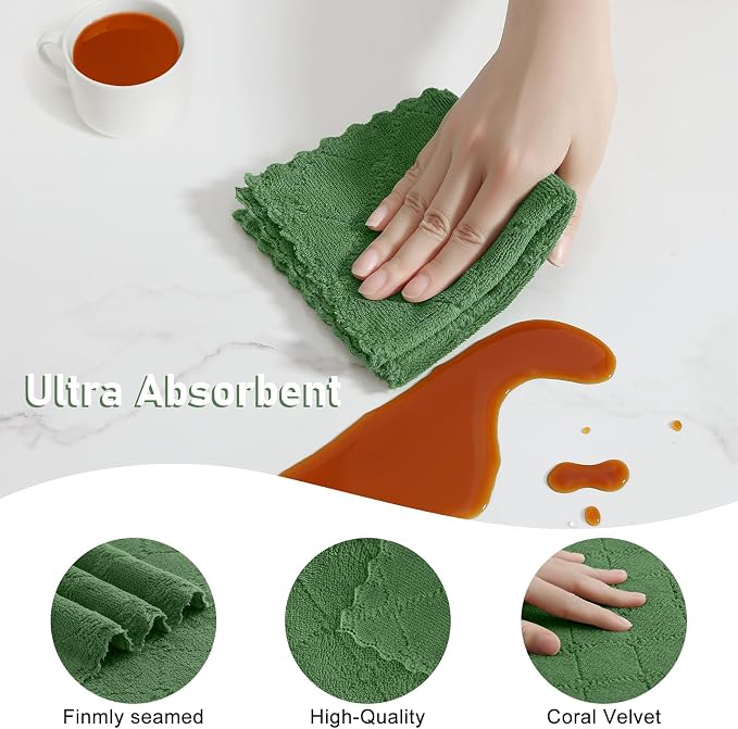 Homaxy Kitchen Towels and Dishcloths Set, 10 x 10 and 13 x 19 Inches, No Lint - Image 4