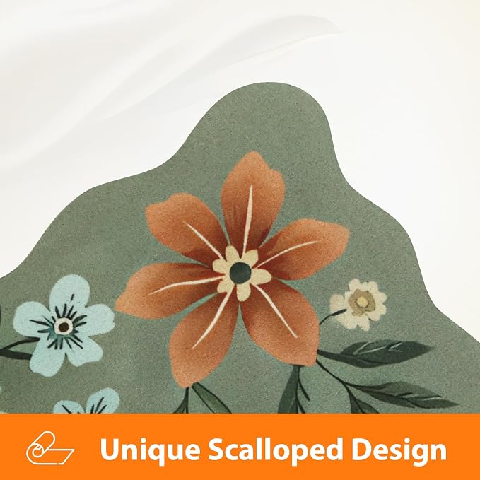 Scalloped Bohemian Boho Floral Flower Coffee Bar Mat Dish Drying Mats - Image 3