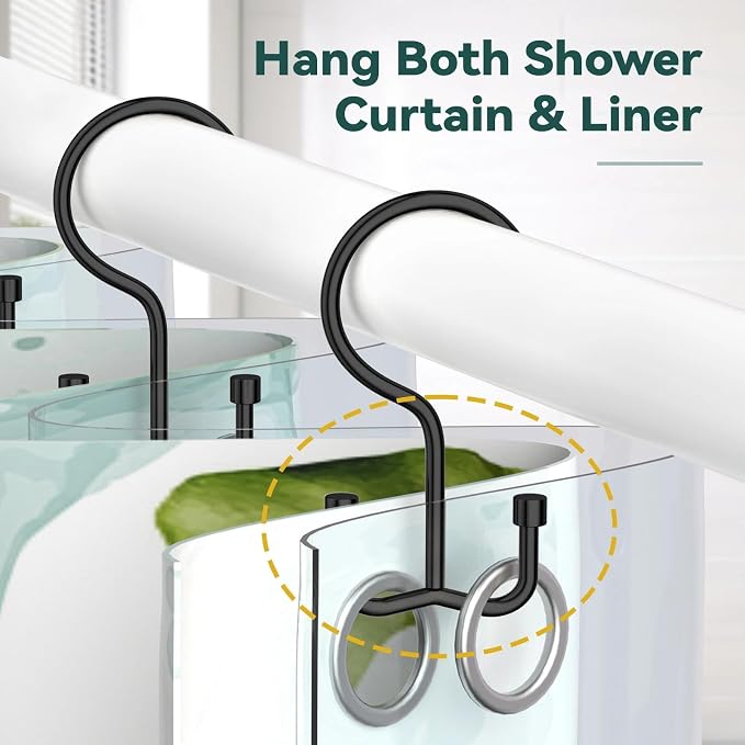 Goowin Shower Curtain Hooks, Shower Curtain Rings, Durable Rust Proof Black - Image 5