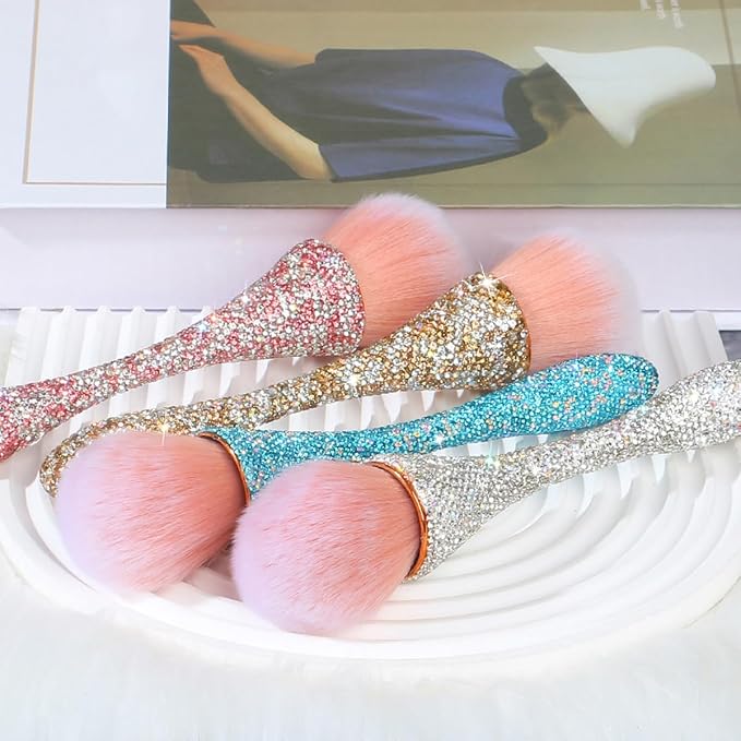 2 PCS Large Nail Art Dust Brush Shiny Rhinestone Nail Fust Brush Ultra Soft - Image 3