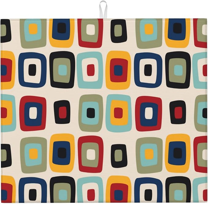 Mid Century Modern Retro Kitchen Drying Mat Microfiber Dish Drainer Mat by Unknown