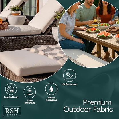 RSH DECOR: Tufted U-Shape Wicker Seat Cushions Set of 2 | 19” x 19” | All-Weather Spun Fabric | Water-Resistant | Outdoor Chair Cushions for Patio Furniture | Classic Pink Buffalo