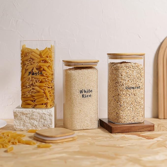 3 Pcs Square Glass Pantry Storage Containers - 52oz Thicken Glass Food Storage - Image 4