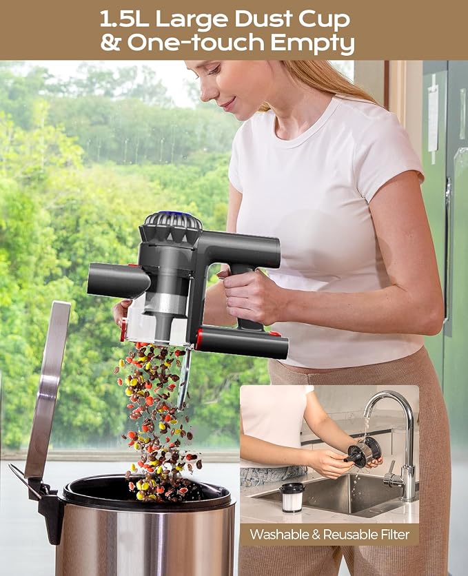 V15 Cordless Vacuum Cleaner, 45Mins Powerful Vacuum Cleaners - Image 7