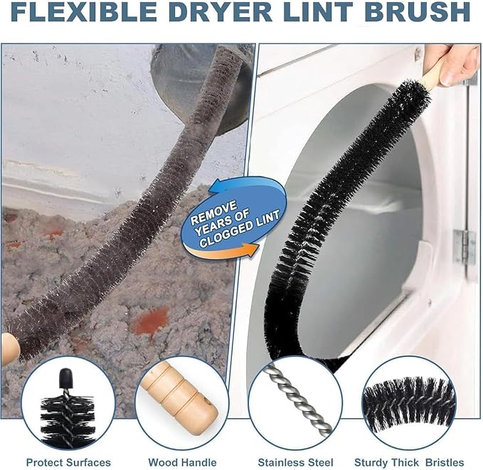 New Dryer Vent Cleaning Kit for Vacuum, Universal Dryer Lint Vacuum Attachment - Image 7