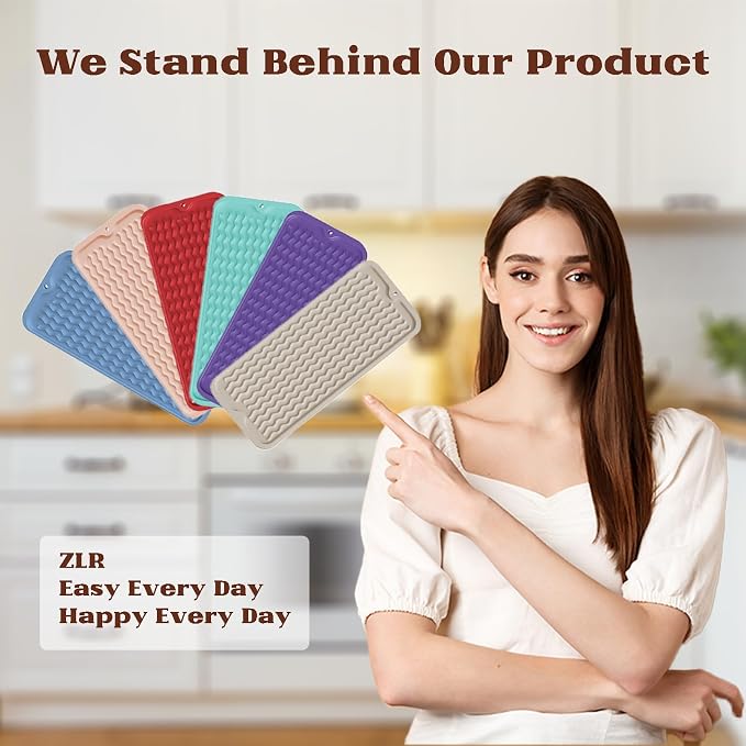 ZLR Silicone Dish Drying Mat for Kitchen Counter, Eco-Friendly Fast Dry Dish Mat - Image 7
