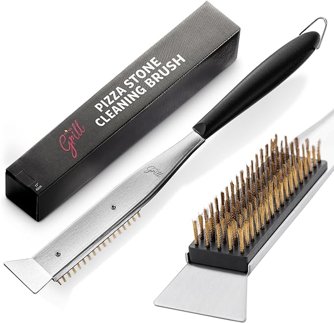 Hans Grill 2-in-1 Pizza Oven Brush & Scraper | Dual-Purpose Pizza Stone Brush by HansGrill