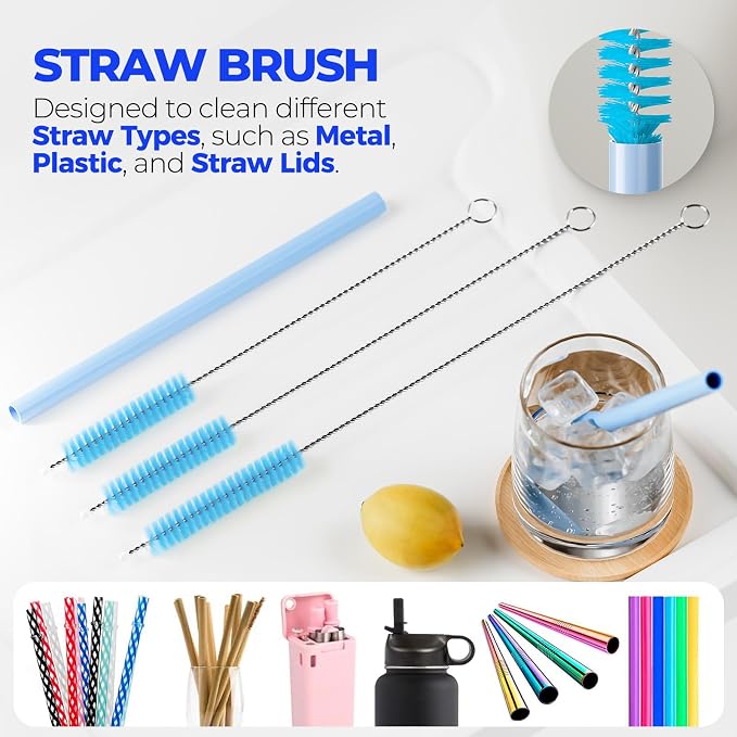 Holikme 6 Pack Brush Set, 3 Straw Brushes, 4-in-1 Cleaning Brush - Image 4