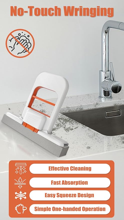 Self-Squeeze Mini Mop & Crevice Brush Set, Cleaning Tool - Image 2