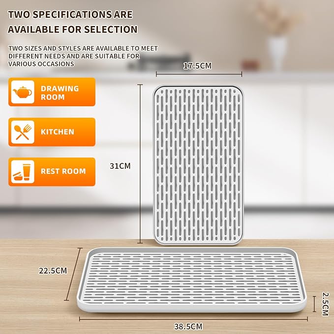 Plastics Drain Tray, Cup & Dish Drying Rack, Drain Board 2 Tier Non Slip - Image 2