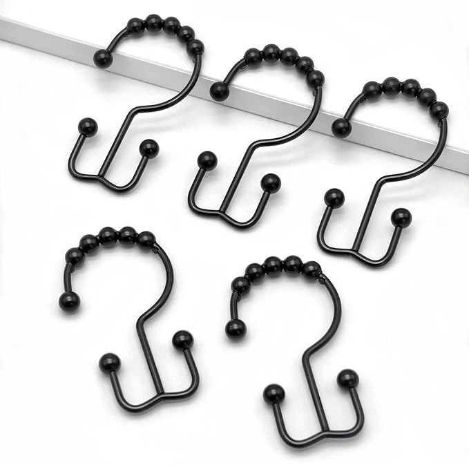 Shower Curtain Hooks, Free Sliding Double Shower Hooks - Image 6