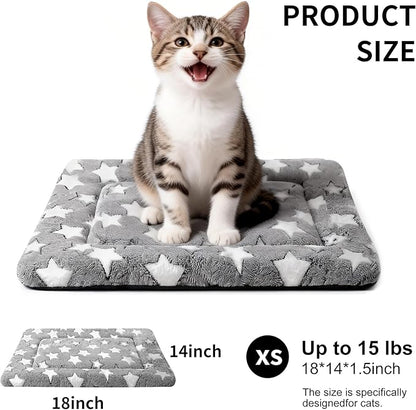 Dog Crate Mat, 4 Piece Reversible Pet Bed, Polyester, Machine Washable, Small Dogs & Cats, Rectangular, 24 x 18 x 1.3 Inches (Gray Star, 18" L x 14" W x 1.5Th)
