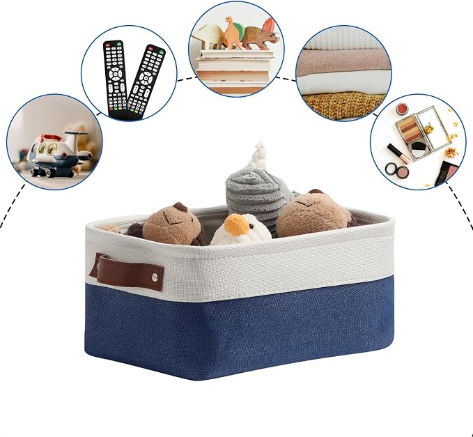 DULLEMELO Small Storage Bin, Small Fabric Rectangular Storage Basket - Image 4