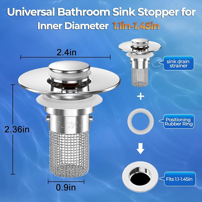 Sink Stopper Hair Catcher, Pop-up Sink Drain Strainer - Image 8
