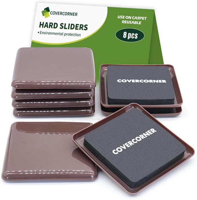Furniture Sliders for Carpet 8 PCS by COVERCORNER
