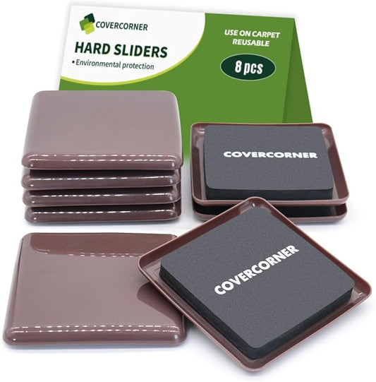 Furniture Sliders for Carpet 8 PCS by COVERCORNER