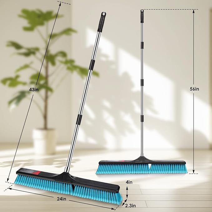 24" Push Broom, Heavy Duty Outdoor Commercial Broom - Image 2
