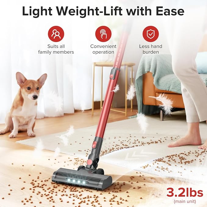 Cordless Vacuum Cleaner with Self-Standing, 40KPA Stick Vacuum Cleaners - Image 4