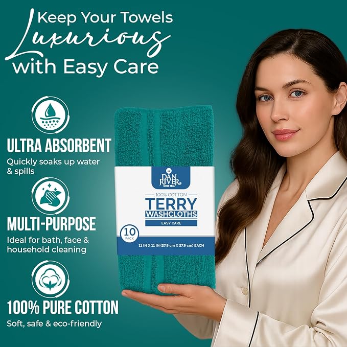 DAN RIVER 10 Pack Wash Cloths for Showering - Image 3