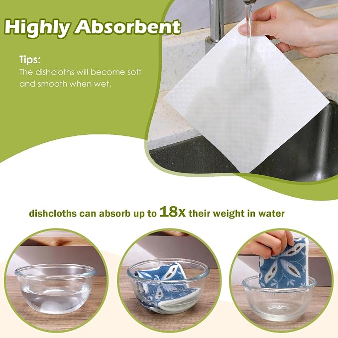 6 Packs Swedish Paper Cloths for Kitchen, Reusable Paper Towels Washable Dish - Image 4